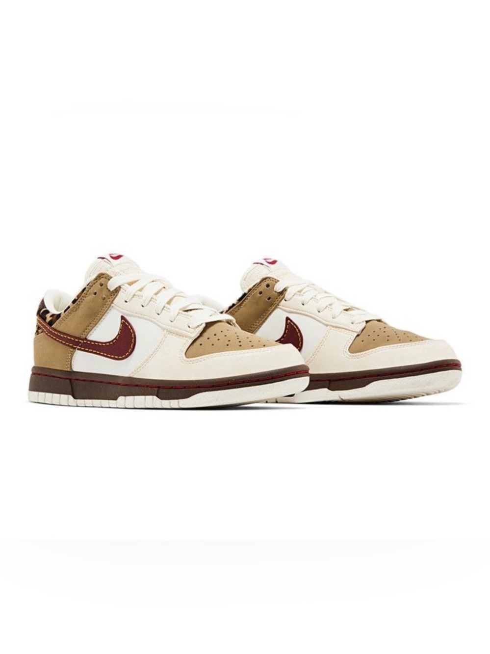 Nike Dunk Low “Khaki team red” leopard accent. NWT!